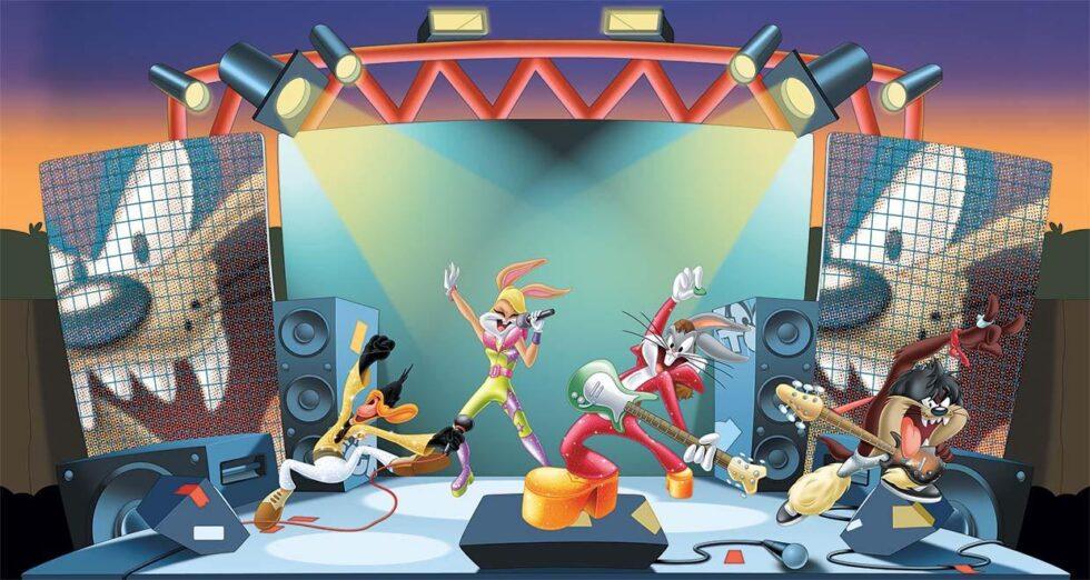 LOONEY TUNES, VINYL FABRIC TEXTILE Wall Mural in Different Texture, Code WB2167. It is produced as ONE PIECE WITHOUT JOINT.