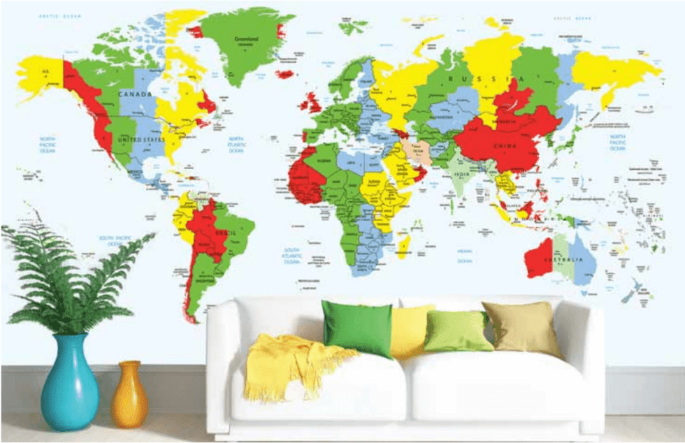 Code M907 - World Map Mural Wallpaper