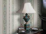 Classic striped ornament wallpaper Beige Blue Code 6803-4 - Image 2