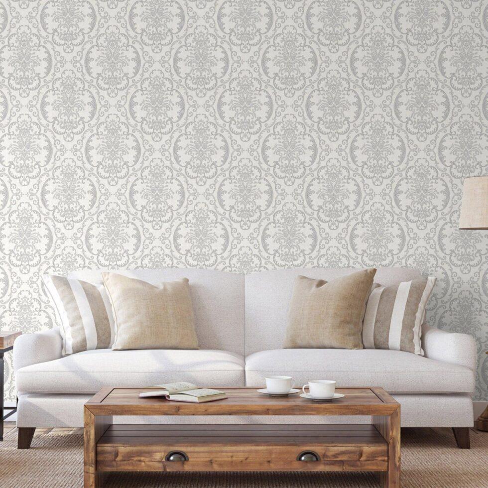 Damask Wallpaper White Code 1312-1 - Image 6