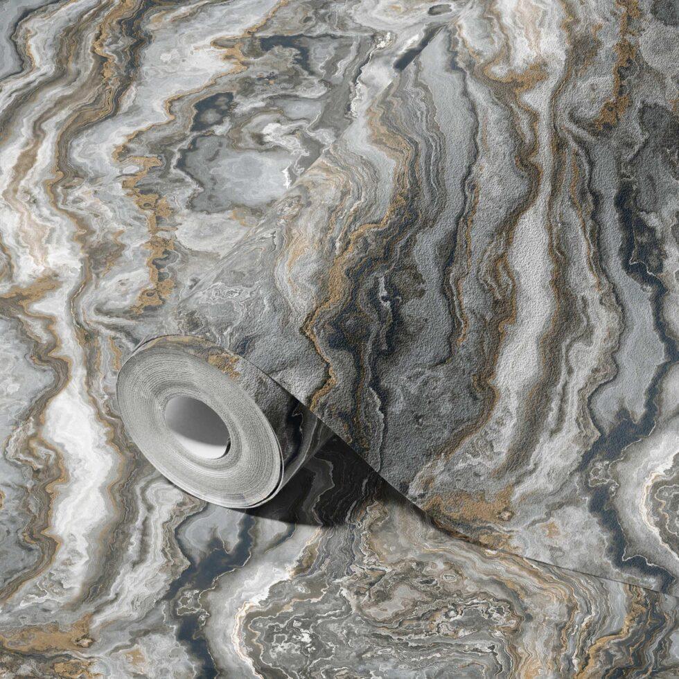 Modern Stone Design Wallpaper Black Code 23102-6