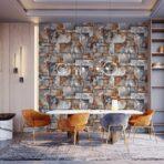 Geometric Stone Design Wallpaper Brown Code 23106-4 - Image 3