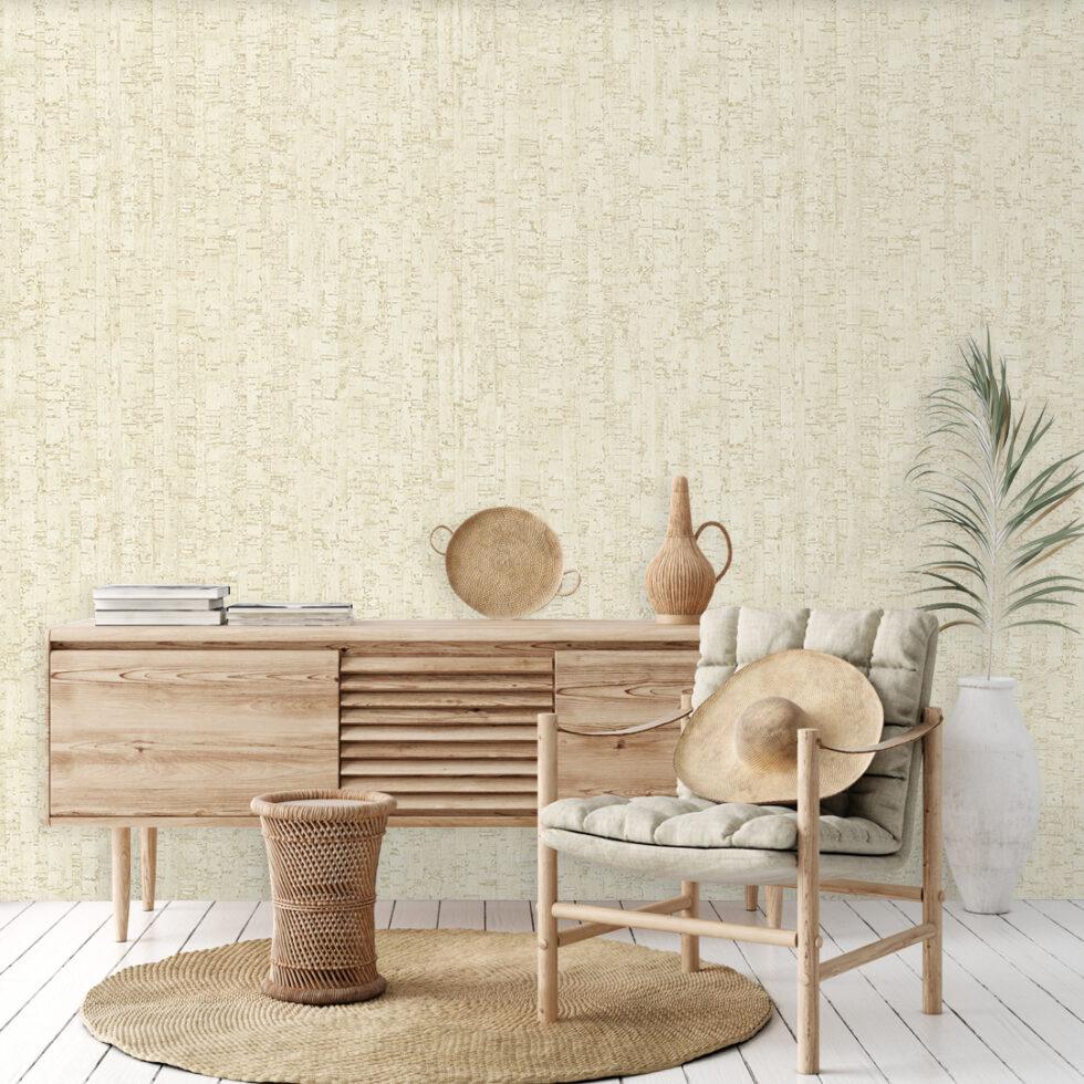 Cork Texture Inspired Modern Wallpaper Cream Code 3709-1 - Image 2