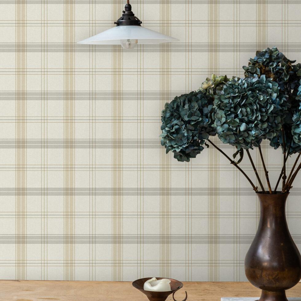 Burberry Textile Inspiration Checkered Pattern Wallpaper Cream Code 3714-1 - Image 2