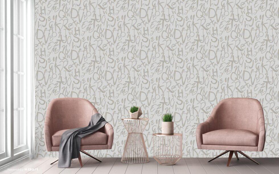 Typography Modern Style Pattern Wallpaper Cream Code 4702-1 - Image 2