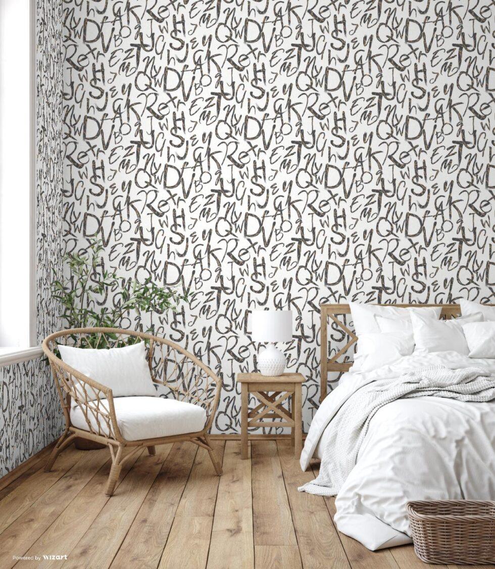 Typography Modern Style Pattern Wallpaper White Code 4702-2 - Image 2