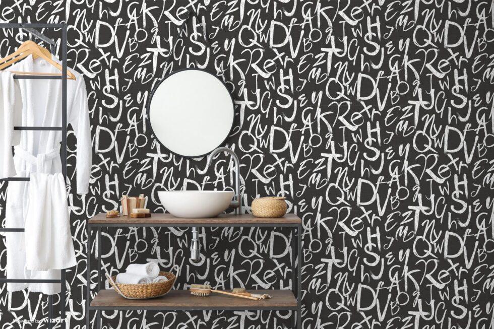 Typography Modern Style Pattern Wallpaper Black Code 4702-3 - Image 2