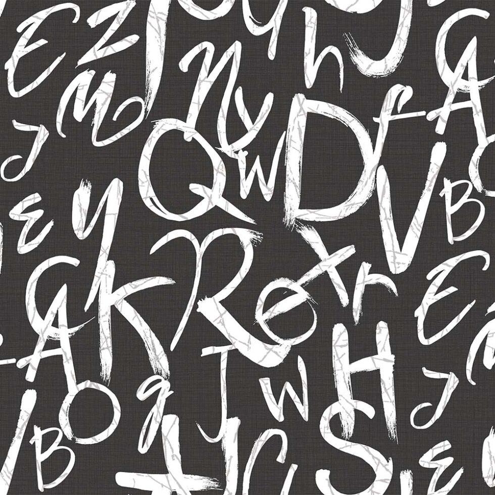 Typography Modern Style Pattern Wallpaper Black Code 4702-3