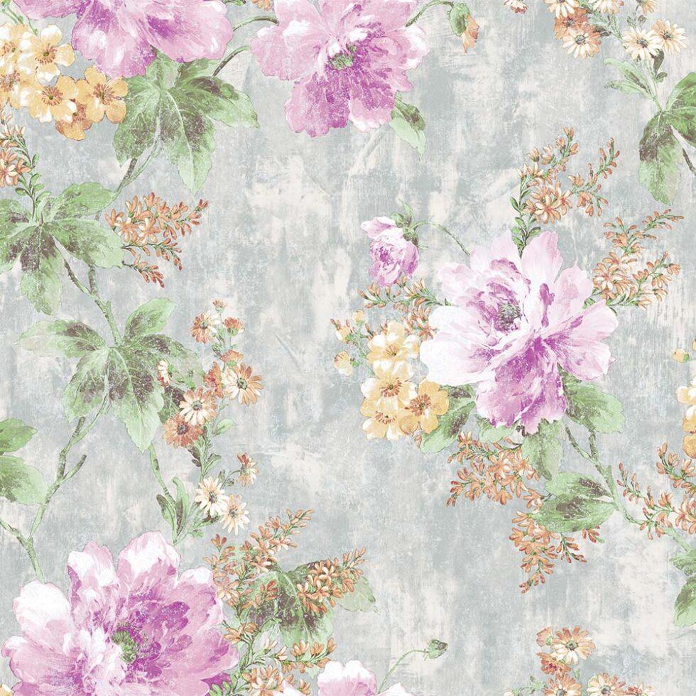 Flower Bunch Pattern Wallpaper Gray Code 4708-1