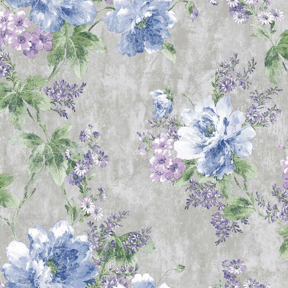 Flower Bunch Pattern Wallpaper Blue Code 4708-3