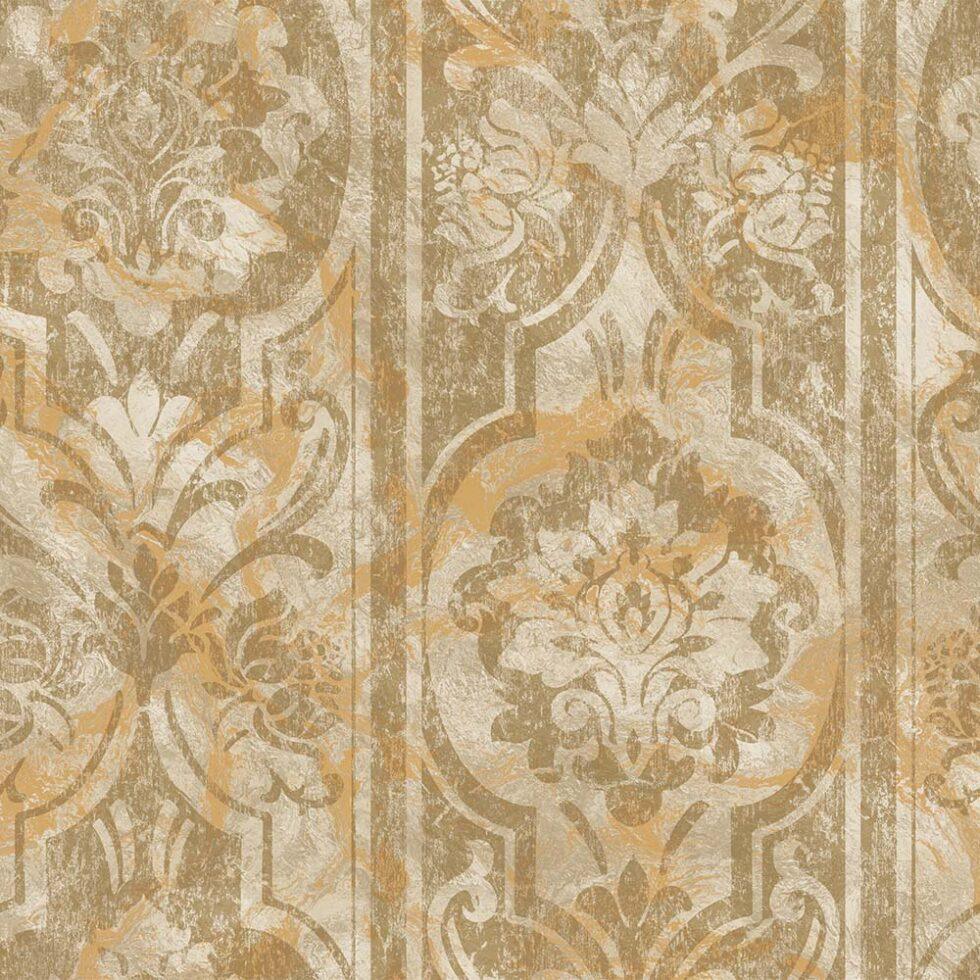 Flowers And Leaves Bands Ornament Wallpaper Beige Code 4713-2