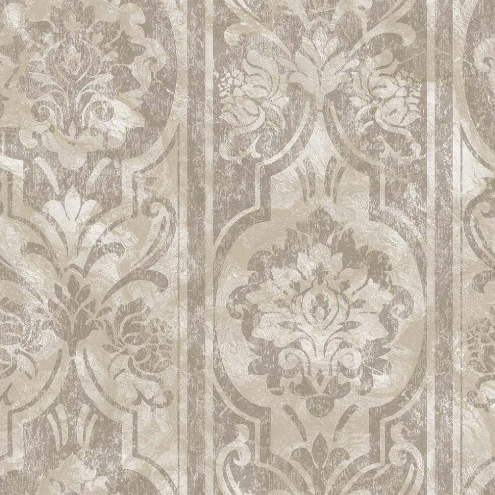 Flowers And Leaves Bands Ornament Wallpaper Cream Code 4713-4