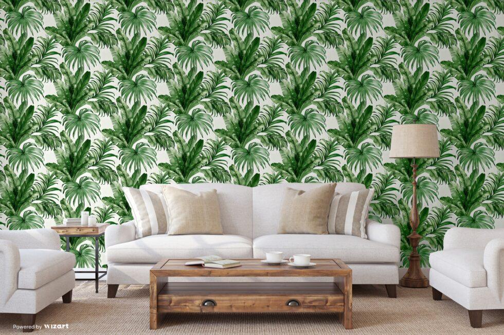 Palm Leaves And Tropical Jungle Inspired Wallpaper White Code 4714-4 - Image 2