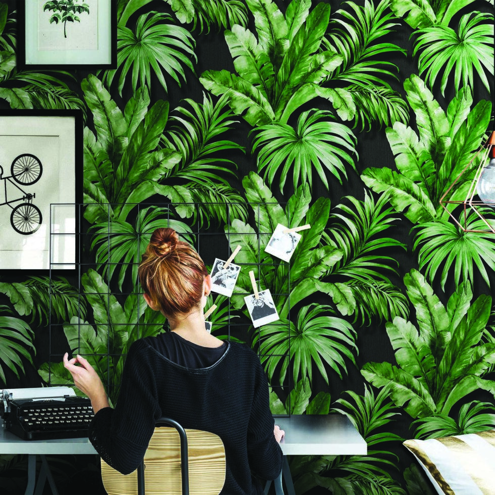 Palm Leaves And Tropical Jungle Inspired Wallpaper Black Code 4714-5 - Image 2