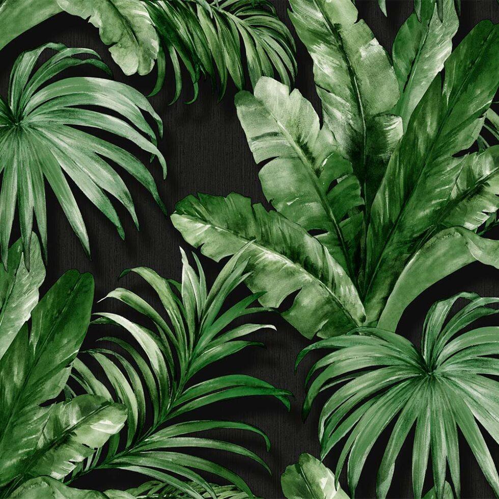 Palm Leaves And Tropical Jungle Inspired Wallpaper Black Code 4714-5