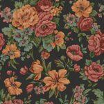 Blooming Roses floral pattern wallpaper Black Orange Red Code 5806-6