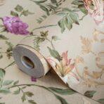 Floral damask with blooming roses ornament wallpaper Beige Code 7803-4