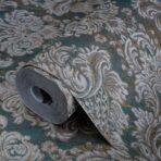 Rich baroque damask pattern wallpaper Green Code 7807-4