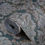 Rich baroque damask pattern wallpaper Green Code 7807-4