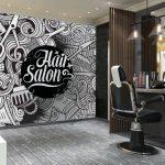 Barber Shop, VINYL FABRIC TEXTILE Wall Mural in Different Texture, Code B141. It is produced as ONE PIECE WITHOUT JOINT.