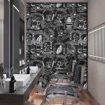 Barber Shop, VINYL FABRIC TEXTILE Wall Mural in Different Texture, Code B142. It is produced as ONE PIECE WITHOUT JOINT.