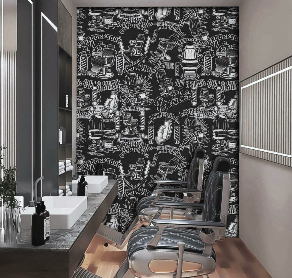 Code B142 - Barber Shop Mural Wallpaper