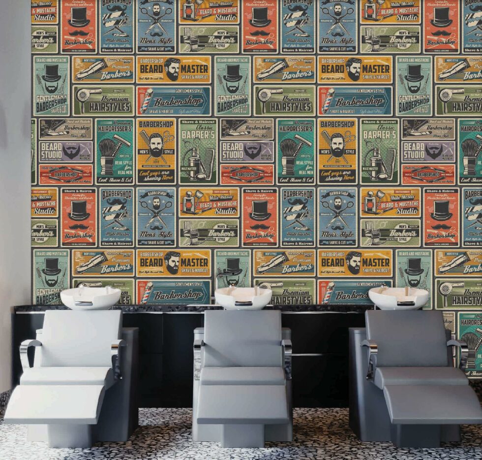 Code B143 - Barber Shop Mural Wallpaper