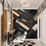 Barber Shop, VINYL FABRIC TEXTILE Wall Mural in Different Texture, Code B144. It is produced as ONE PIECE WITHOUT JOINT.