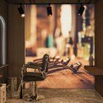 Barber Shop, VINYL FABRIC TEXTILE Wall Mural in Different Texture, Code B145. It is produced as ONE PIECE WITHOUT JOINT.