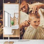 Barber Shop MURAL WALLPAPER, Available in Various Paper Texture, Code B151. 105 CM WIDE ROLL PANELS.