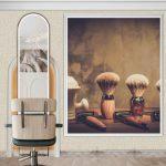 Barber Shop MURAL WALLPAPER, Available in Various Paper Texture, Code B153. 105 CM WIDE ROLL PANELS.