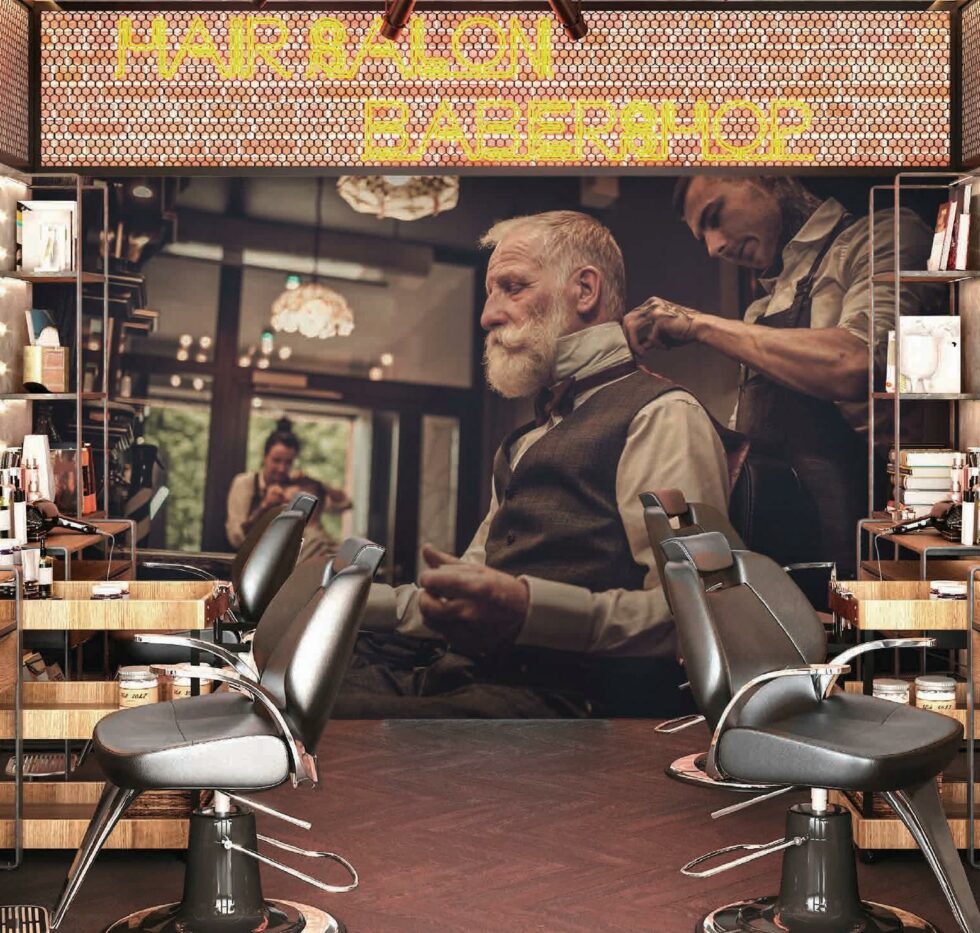 Code B154 - Barber Shop Mural Wallpaper