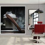 Barber Shop MURAL WALLPAPER, Available in Various Paper Texture, Code B155. 105 CM WIDE ROLL PANELS.