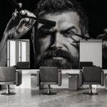 Barber Shop MURAL WALLPAPER, Available in Various Paper Texture, Code B156. 105 CM WIDE ROLL PANELS.