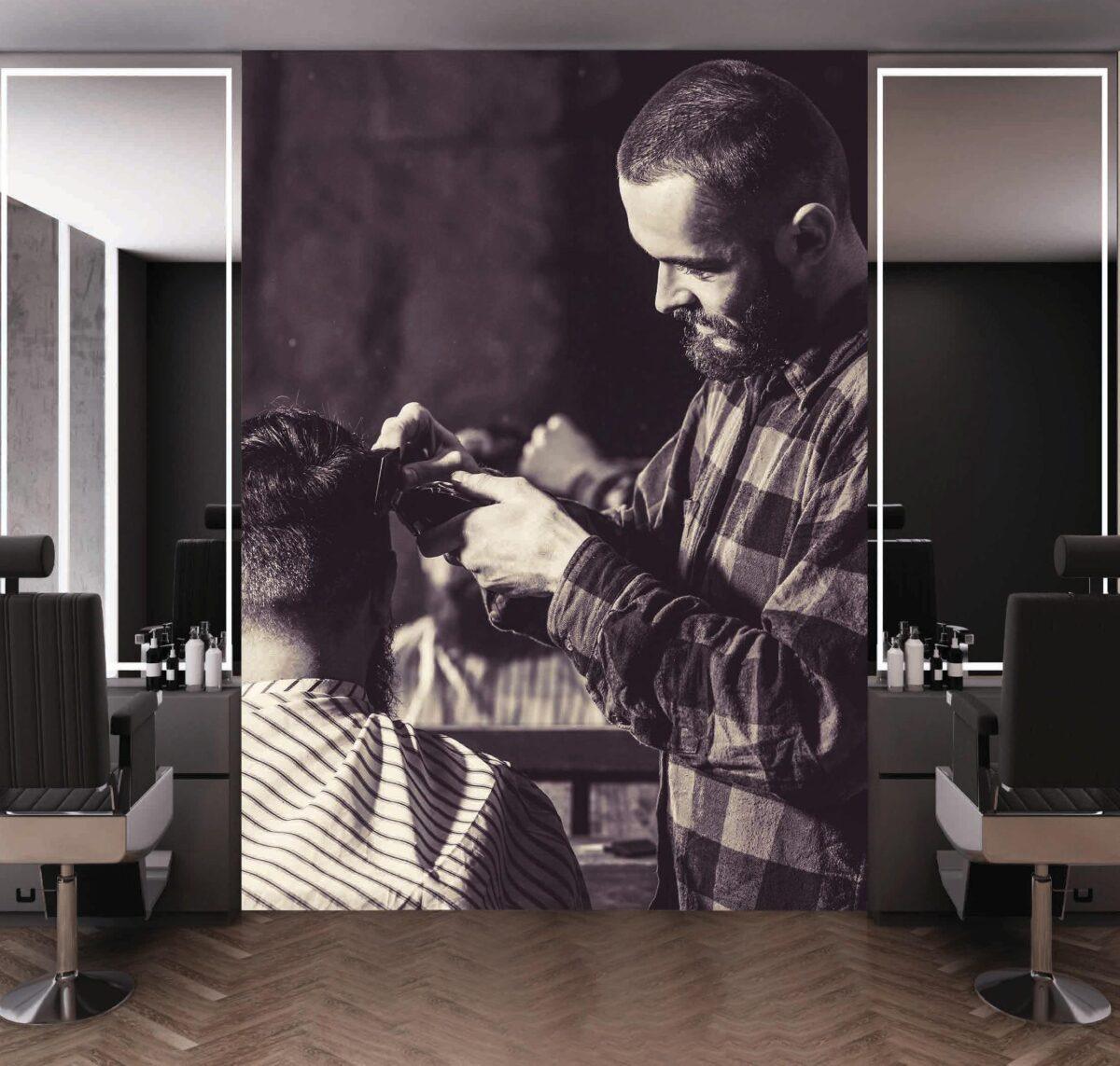 Code B157 - Barber Shop Mural Wallpaper - Image 1