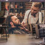 Barber Shop MURAL WALLPAPER, Available in Various Paper Texture, Code B160. 105 CM WIDE ROLL PANELS.