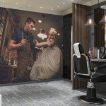 Barber Shop MURAL WALLPAPER, Available in Various Paper Texture, Code B168. 105 CM WIDE ROLL PANELS.
