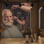 Barber Shop MURAL WALLPAPER, Available in Various Paper Texture, Code B169. 105 CM WIDE ROLL PANELS.