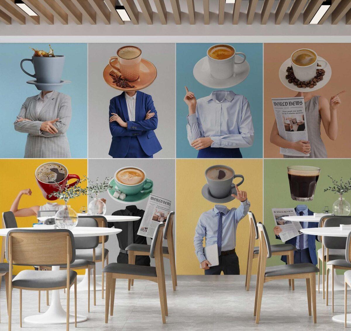 Coffee Bar MURAL WALLPAPER, Available in Various Paper Texture, Code C103. 105 CM WIDE ROLL PANELS. - Image 2