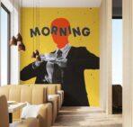 Coffee Bar MURAL WALLPAPER, Available in Various Paper Texture, Code C105. 105 CM WIDE ROLL PANELS. - Image 2