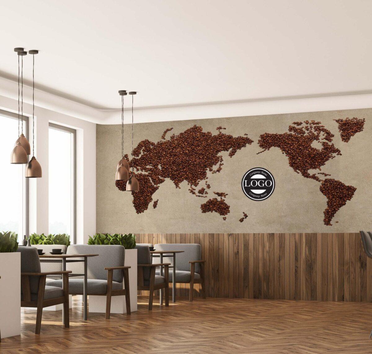 Coffee Bar MURAL WALLPAPER, Available in Various Paper Texture, Code C107. 105 CM WIDE ROLL PANELS. - Image 2