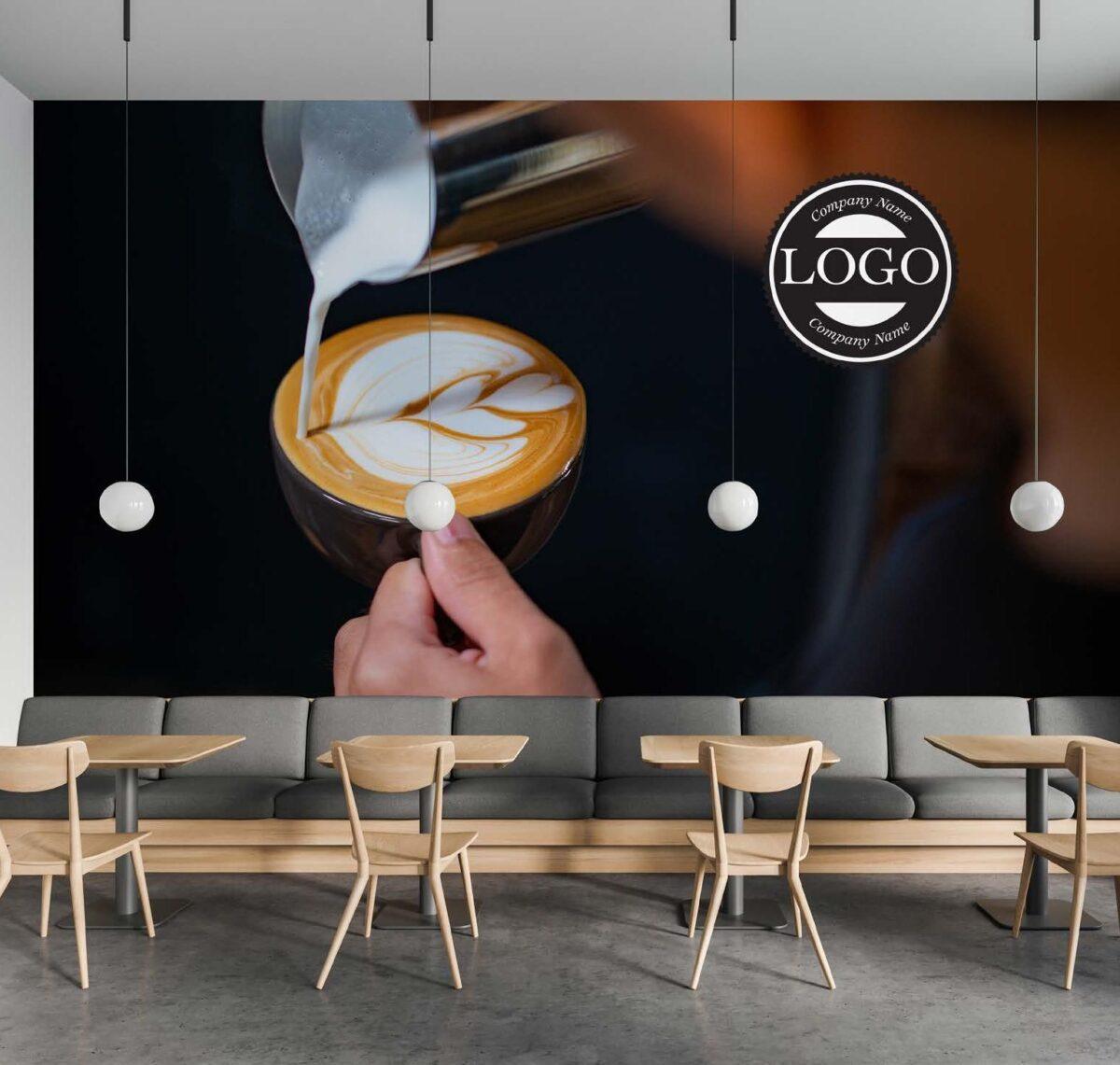 Coffee Bar MURAL WALLPAPER, Available in Various Paper Texture, Code C115. 105 CM WIDE ROLL PANELS. - Image 2