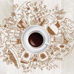 Coffee Bar MURAL WALLPAPER, Available in Various Paper Texture, Code C120. 105 CM WIDE ROLL PANELS.