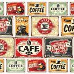 Coffee Bar MURAL WALLPAPER, Available in Various Paper Texture, Code C122. 105 CM WIDE ROLL PANELS.