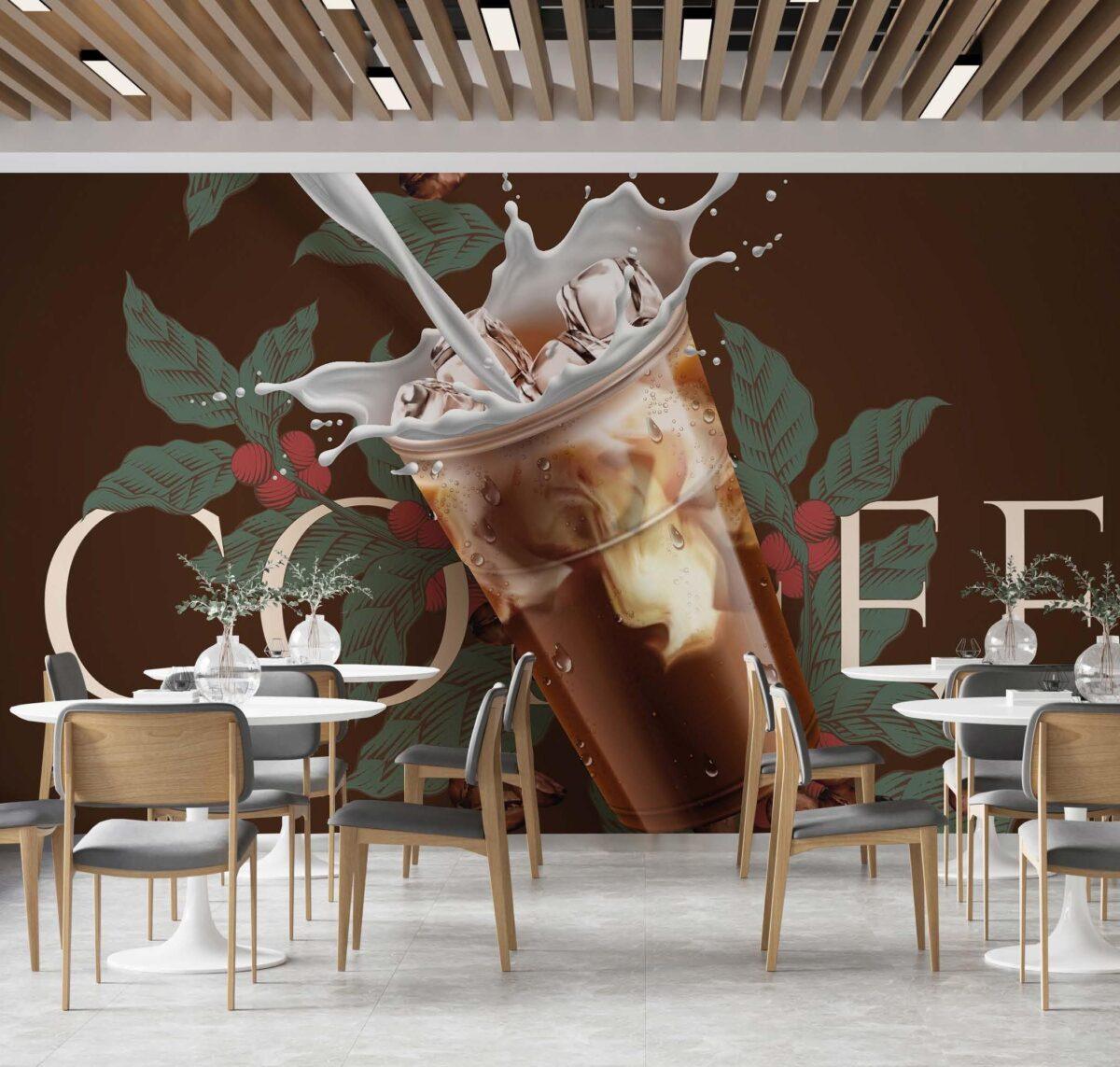 Coffee Bar MURAL WALLPAPER, Available in Various Paper Texture, Code C150. 105 CM WIDE ROLL PANELS. - Image 2