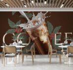 Coffee Bar MURAL WALLPAPER, Available in Various Paper Texture, Code C150. 105 CM WIDE ROLL PANELS. - Image 2