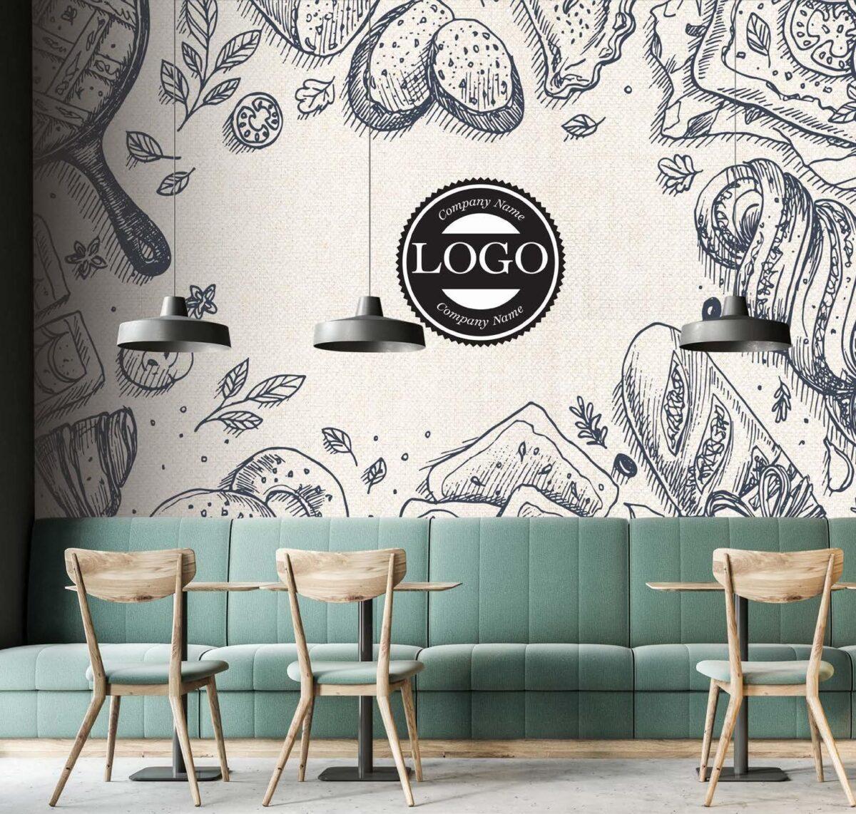 Coffee Bar MURAL WALLPAPER, Available in Various Paper Texture, Code C151. 105 CM WIDE ROLL PANELS. - Image 2