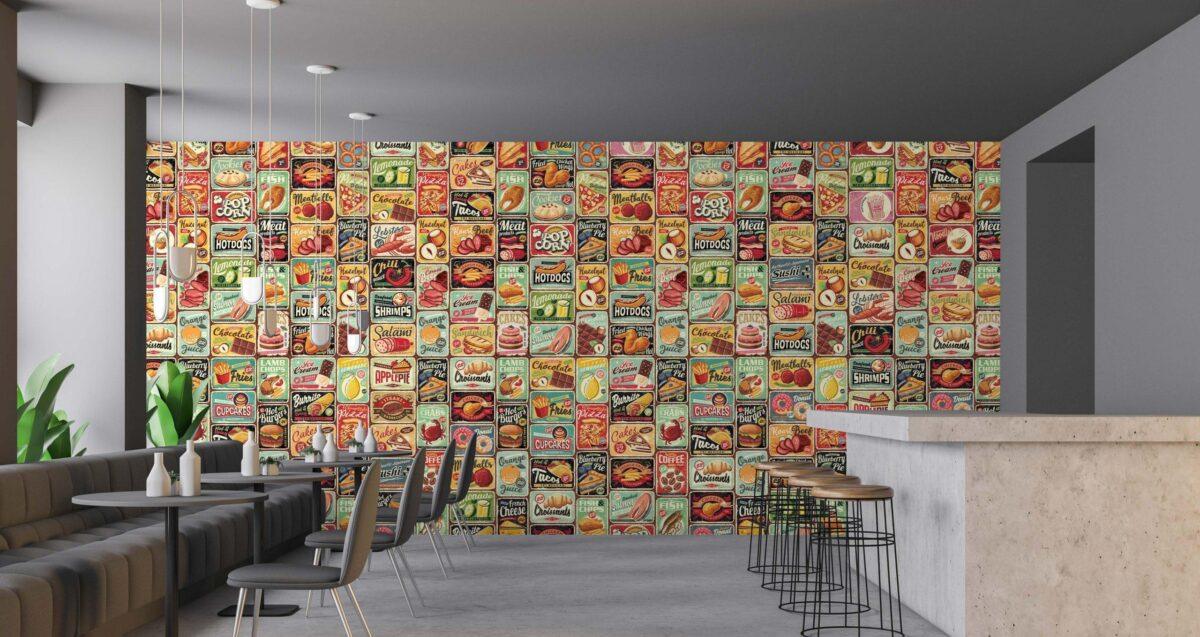 Coffee Bar MURAL WALLPAPER, Available in Various Paper Texture, Code C153. 105 CM WIDE ROLL PANELS. - Image 2