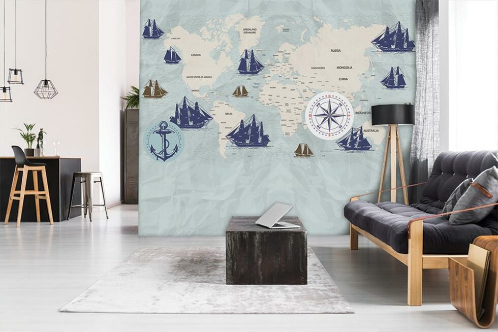 Code M1027 - World Map Mural Wallpaper