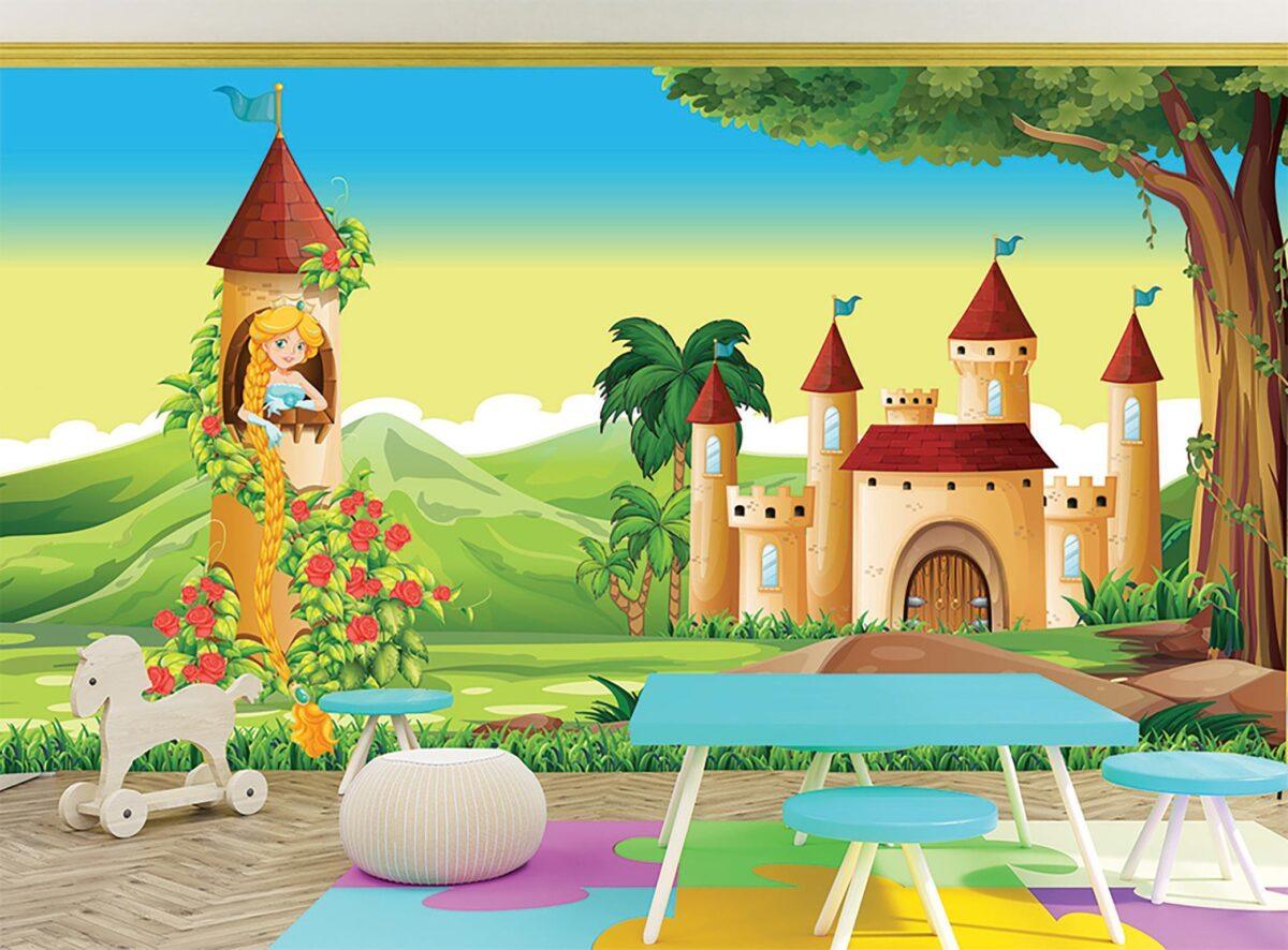 Cartoon Castle Kids MURAL WALLPAPER, Available in Various Paper Texture, Code M1035. It is Produced as 105 CM WIDE ROLL PANELS. - Image 2
